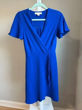 Monteau Cobalt Blue Wrap Mini Dress